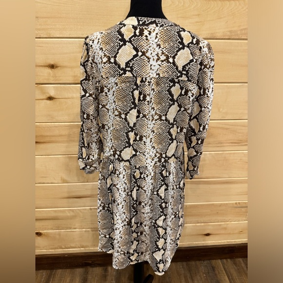 Anthropologie Maeve Juno Snakeskin Print Dress neutral 3/4 sleeve - Medium - Picture 4 of 8